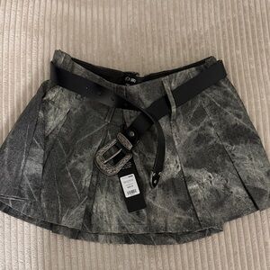 Fashion Nova Black and Gray Mini Skirt with Belt